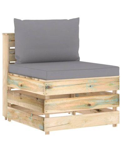 Canapé central sectionnel avec coussins Bois imprégné de vert | Mobilier & Déco