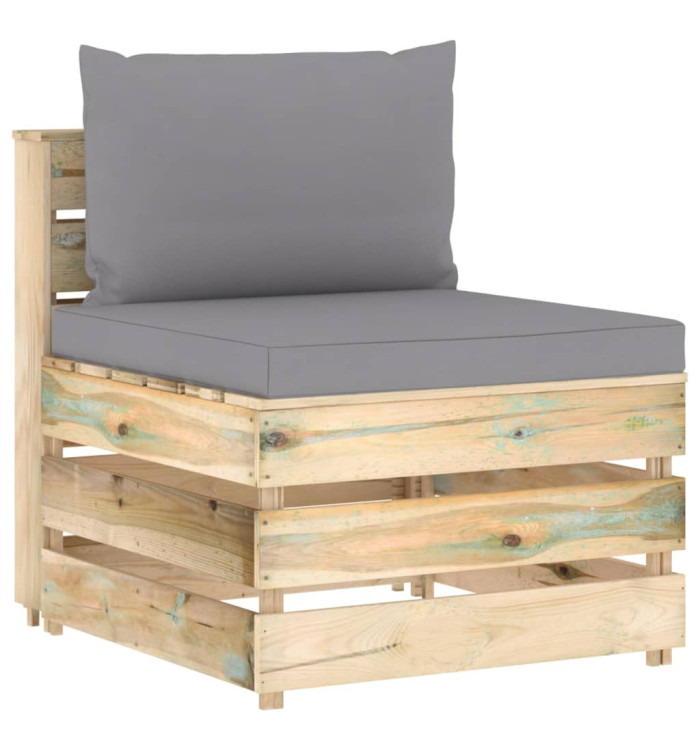 Canapé central sectionnel avec coussins Bois imprégné de vert | Mobilier & Déco