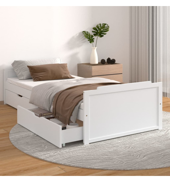 Cadre de lit sans matelas blanc bois de pin massif 90x200 cm | Mobilier & Déco