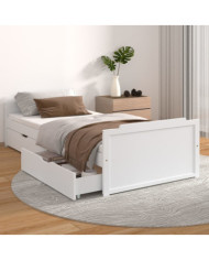 Cadre de lit sans matelas blanc bois de pin massif 90x200 cm | Mobilier & Déco