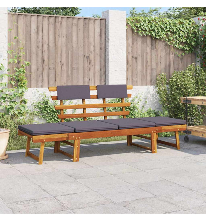 Chaise longue avec coussin 2-en-1 190 cm Bois solide d'acacia | Mobilier & Déco