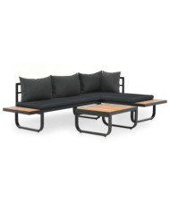 Canapé d'angle de jardin à 2 places avec coussins Aluminium WPC | Mobilier & Déco