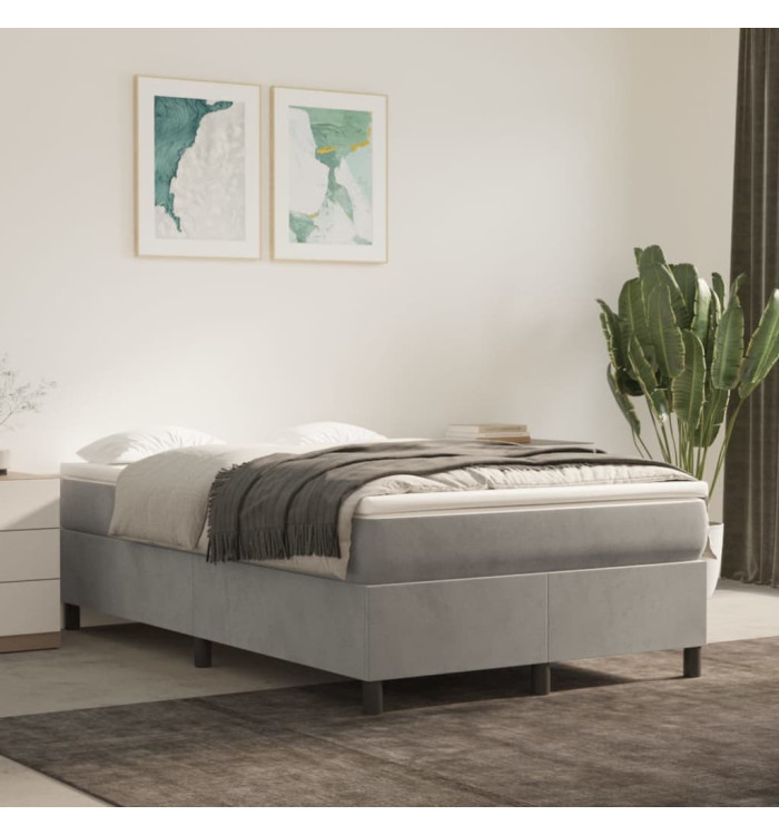 Sommier à lattes de lit et matelas Gris clair 120x200cm Velours | Mobilier & Déco