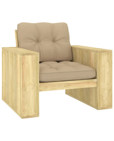 Chaise de jardin avec coussins beige Bois de pin imprégné | Mobilier & Déco