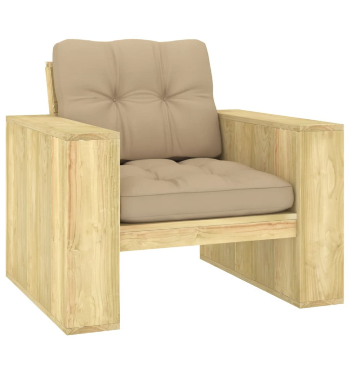 Chaise de jardin avec coussins beige Bois de pin imprégné | Mobilier & Déco