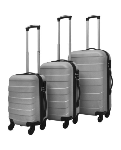 Jeu de valises rigides 3 pièces Argenté 45,5/55/66 cm | Mobilier & Déco