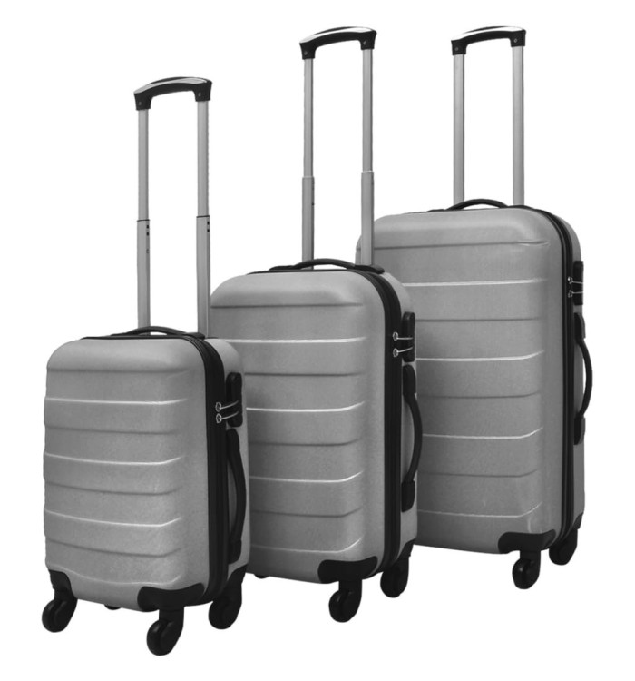 Jeu de valises rigides 3 pièces Argenté 45,5/55/66 cm | Mobilier & Déco