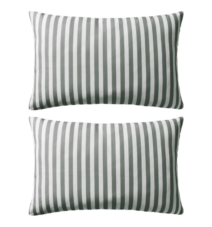Oreiller d'extérieur lot de 2 Impression rayure 60 x 40 cm Gris | Mobilier & Déco
