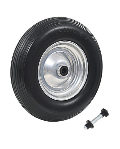 Roue de brouette avec axe PU solide 4.00-8 390 mm | Mobilier & Déco