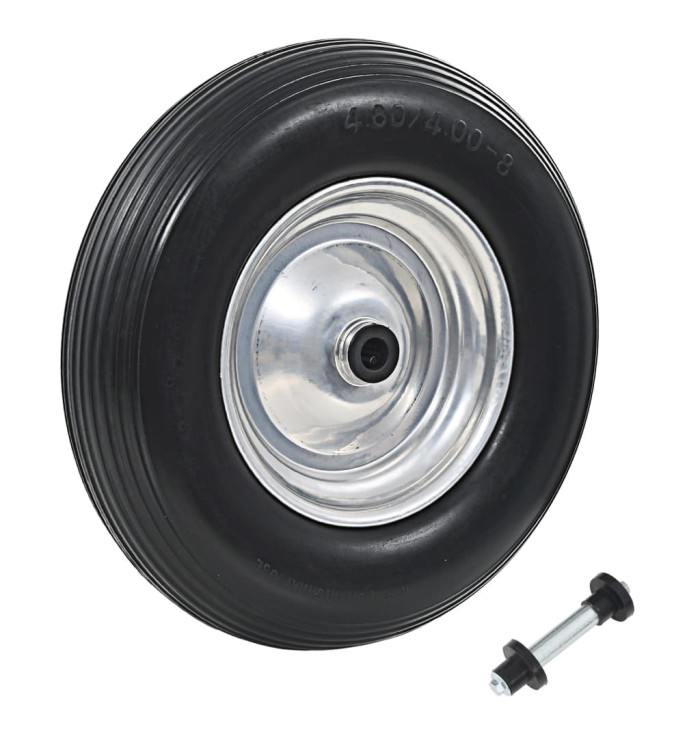 Roue de brouette avec axe PU solide 4.00-8 390 mm | Mobilier & Déco