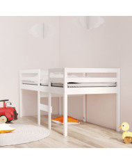 Lit haut sans matelas blanc 90x190 cm bois de pin massif | Mobilier & Déco