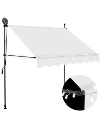 Auvent manuel rétractable avec LED 150 cm Crème | Mobilier & Déco