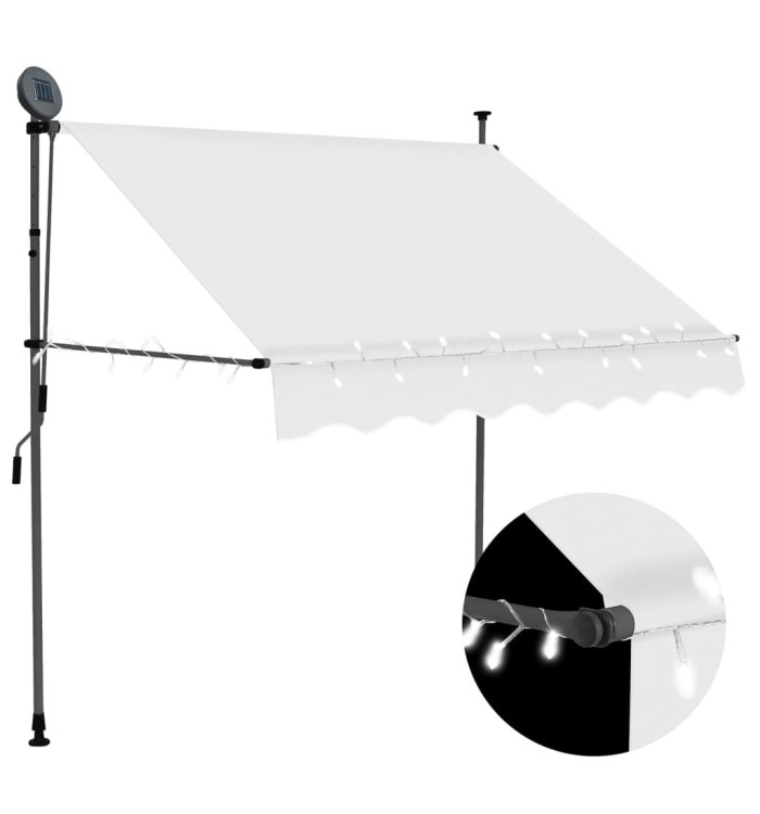Auvent manuel rétractable avec LED 150 cm Crème | Mobilier & Déco