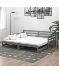 Lit coulissant sans matelas gris 2x(90x200) cm | Mobilier & Déco