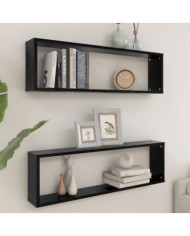 Étagères cube murales 2 pcs noir 100x15x30 cm bois d'ingénierie | Mobilier & Déco