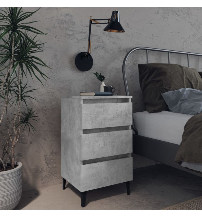Tables de chevet pieds en métal 2 pcs gris béton 40x35x69 cm | Mobilier & Déco