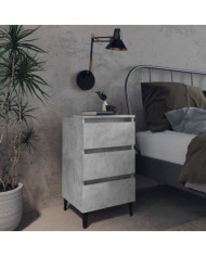 Tables de chevet pieds en métal 2 pcs gris béton 40x35x69 cm | Mobilier & Déco