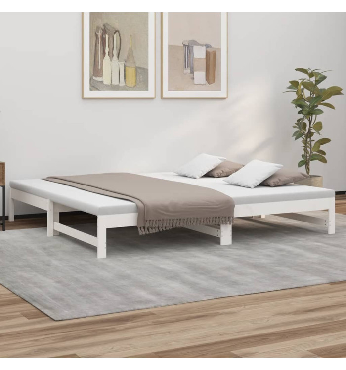 Lit coulissant sans matelas blanc 2x(90x200) cm | Mobilier & Déco