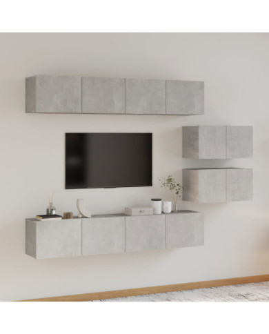 Ensemble de meubles TV 6 pcs Gris béton Bois d'ingénierie | Mobilier & Déco