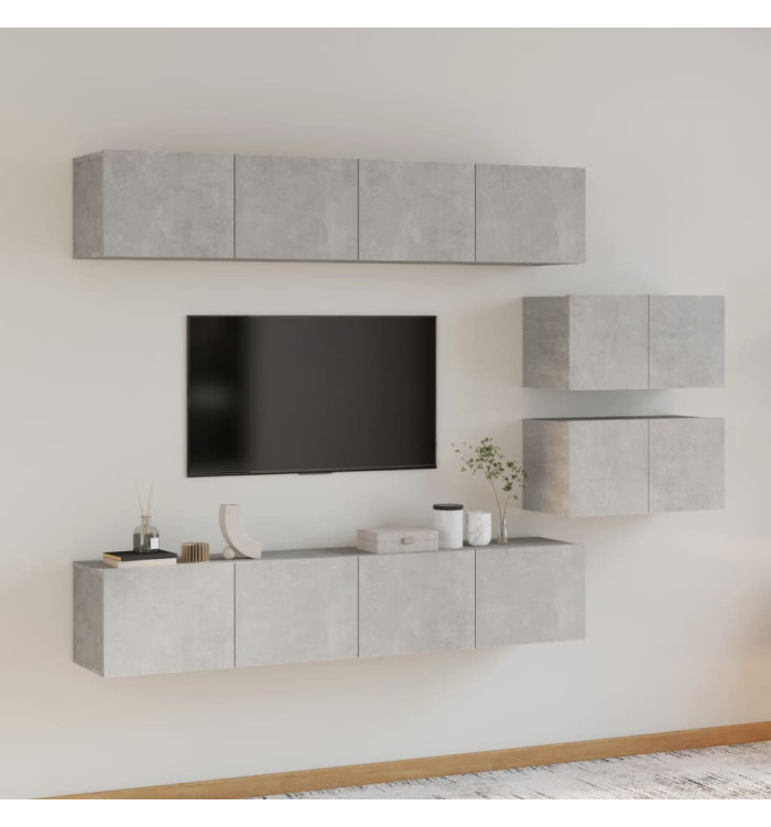 Ensemble de meubles TV 6 pcs Gris béton Bois d'ingénierie | Mobilier & Déco