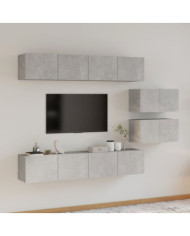 Ensemble de meubles TV 6 pcs Gris béton Bois d'ingénierie | Mobilier & Déco