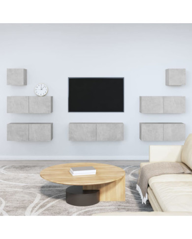 Ensemble de meubles TV 7 pcs Gris béton Bois d'ingénierie | Mobilier & Déco