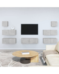 Ensemble de meubles TV 7 pcs Gris béton Bois d'ingénierie | Mobilier & Déco
