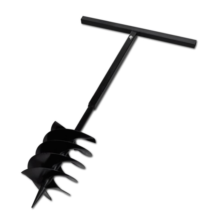 Tarière de sol avec mèche de tarière 200 mm Acier Noir | Mobilier & Déco