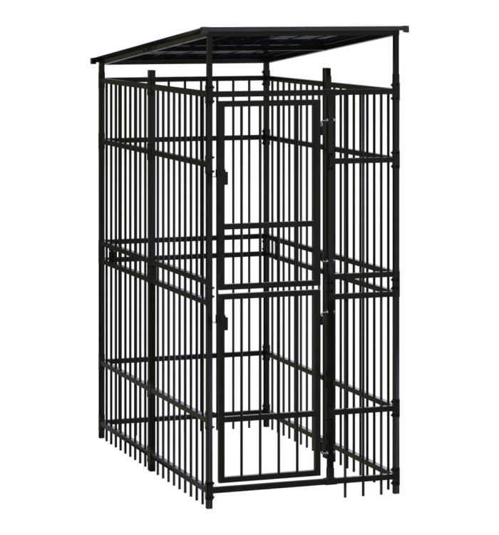 Chenil d'extérieur avec toit pour chiens Acier 1,84 m² | Mobilier & Déco