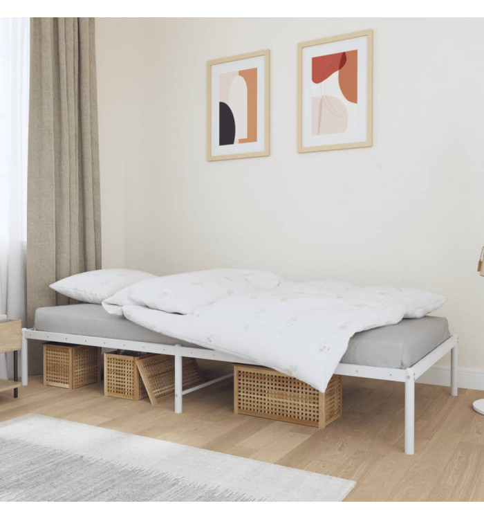 Cadre de lit métal sans matelas blanc 90x200 cm | Mobilier & Déco