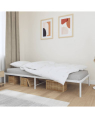 Cadre de lit métal sans matelas blanc 90x200 cm | Mobilier & Déco