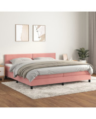 Sommier à lattes de lit avec matelas Rose 200x200 cm Velours | Mobilier & Déco