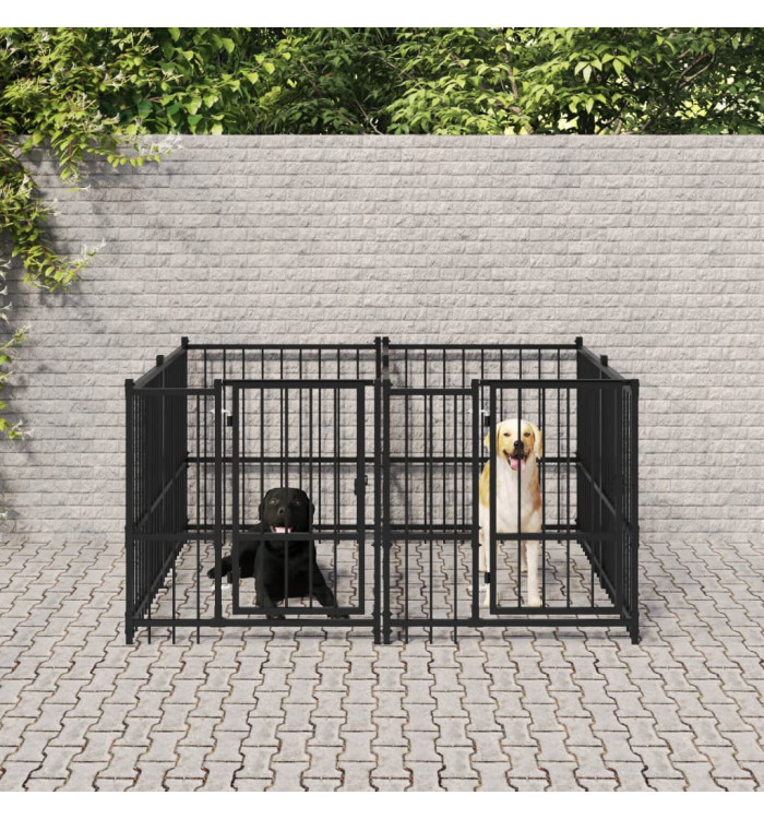 Chenil d'extérieur pour chiens Acier 3,75 m² | Mobilier & Déco