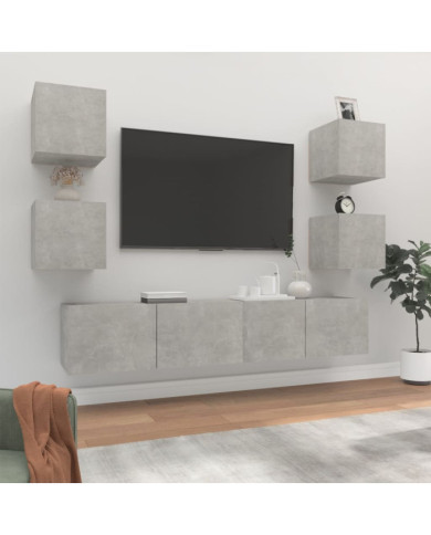 Ensemble de meubles TV 6 pcs Gris béton Bois d'ingénierie | Mobilier & Déco