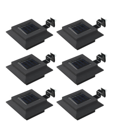 Lampe solaire à LED carrée d'extérieur 6 pcs 12 cm Noir | Mobilier & Déco