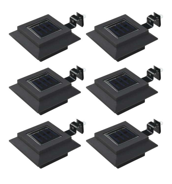 Lampe solaire à LED carrée d'extérieur 6 pcs 12 cm Noir | Mobilier & Déco