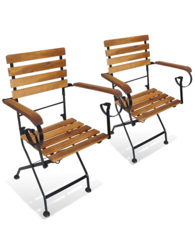 Chaises pliables de jardin lot de 2 Acier et bois acacia solide | Mobilier & Déco