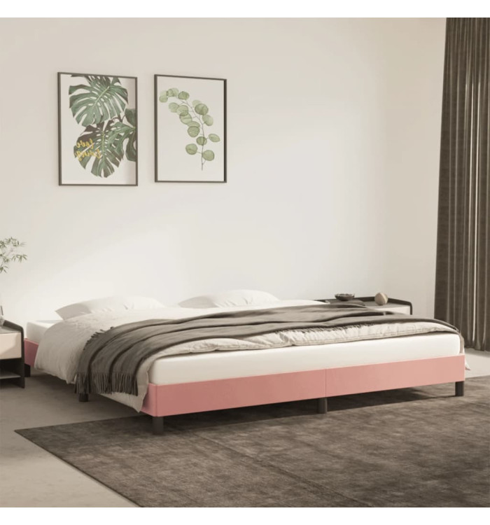 Cadre de lit sans matelas rose 200x200 cm velours | Mobilier & Déco