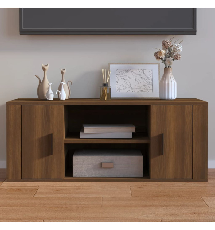 Meuble TV Chêne marron 100x35x40 cm Bois d'ingénierie | Mobilier & Déco