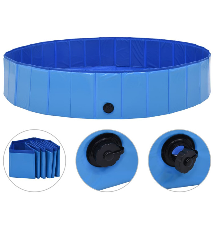 Piscine pliable pour chiens Bleu 160x30 cm PVC | Mobilier & Déco