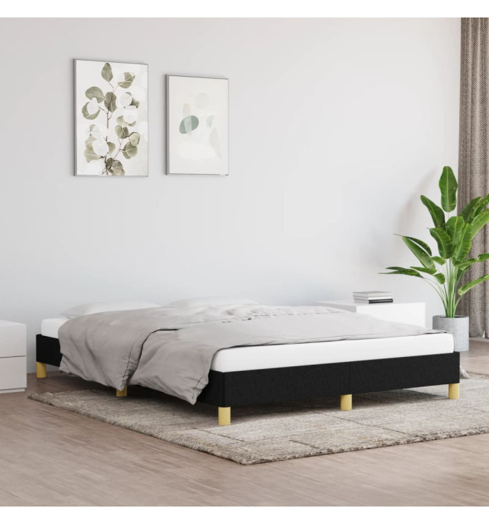 Cadre de lit sans matelas noir 140x200 cm tissu | Mobilier & Déco