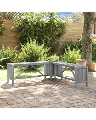 Banc d'angle de jardin et jardinière 117 cm bois d'acacia gris | Mobilier & Déco