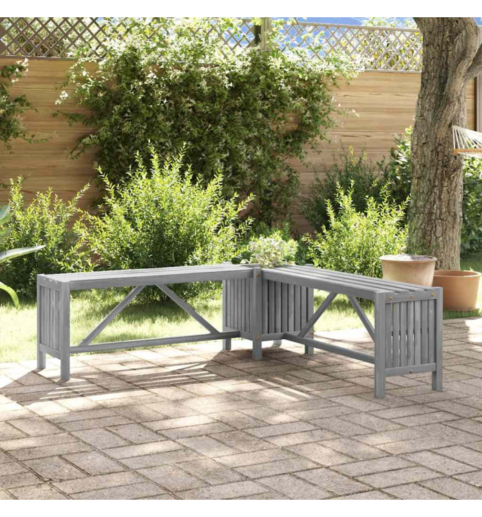 Banc d'angle de jardin et jardinière 117 cm bois d'acacia gris | Mobilier & Déco