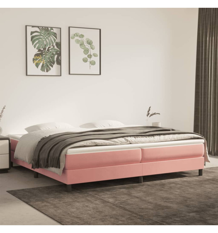 Cadre de lit sans matelas rose 200x200 cm velours | Mobilier & Déco