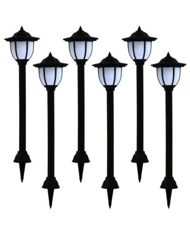 Lampes solaires à LED d'extérieur 6 pcs Noir | Mobilier & Déco