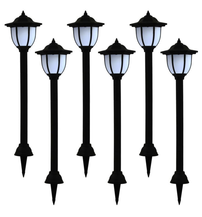 Lampes solaires à LED d'extérieur 6 pcs Noir | Mobilier & Déco