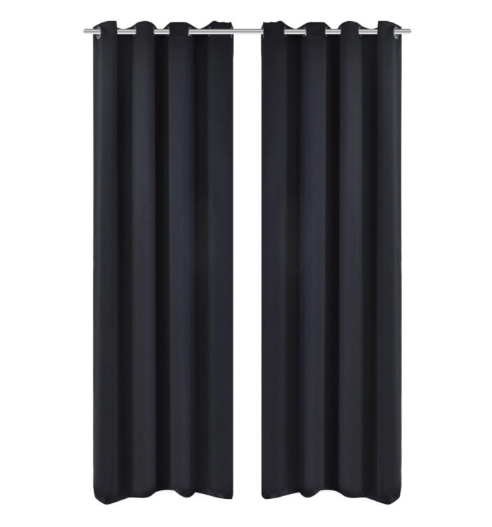 Rideau occultant 2 pcs avec œillets métalliques 135x175 cm Noir | Mobilier & Déco