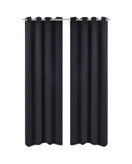 Rideau occultant 2 pcs avec œillets métalliques 135x175 cm Noir | Mobilier & Déco