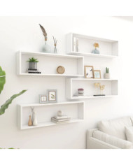 Étagères cube murales 4 pcs Blanc 100x15x30cm bois d'ingénierie | Mobilier & Déco
