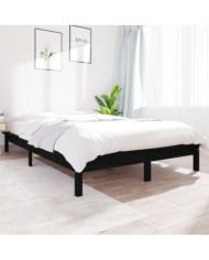 Cadre de lit sans matelas noir 160x200 cm bois massif | Mobilier & Déco
